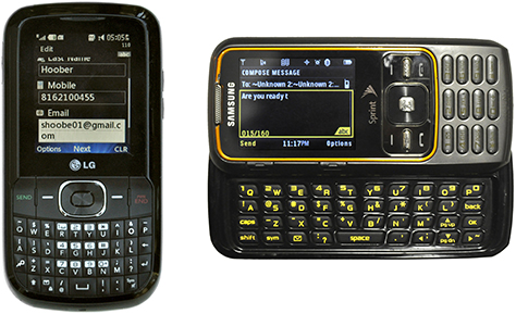 Figure 6—Two typical message phone–style feature phones, with hardware keyboards Figure 6—Two typical message phone–style feature phones, with hardware keyboards